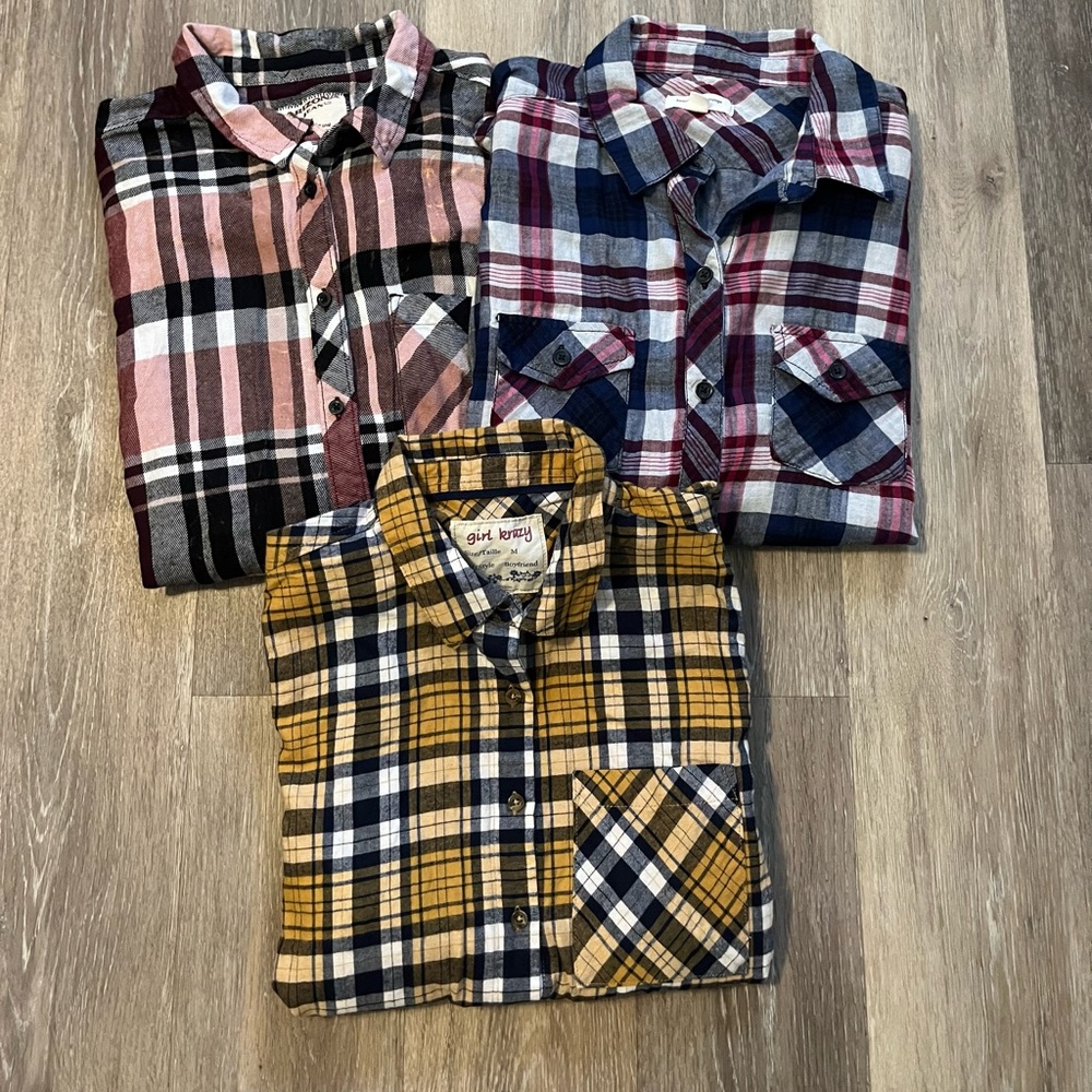 3 Plaid Shirts Excellent Condition